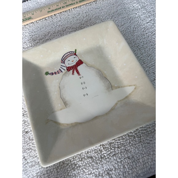 Oneida Square Plate Snowman Christmas Holiday Winter Festive Design - Picture 7 of 9